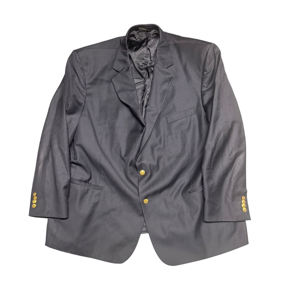Jos A Bank Signature Collection Navy Blue 100% Wool Blazer Gold Buttons 54 Reg - Picture 1 of 11